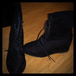 Beau and Ashe Black Suede, Laced Up Boots